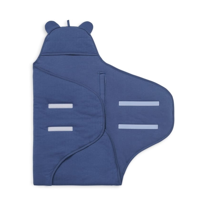 Jollein - Becik bawełniany BASIC STRIPE 100x105 cm Jeans Blue
