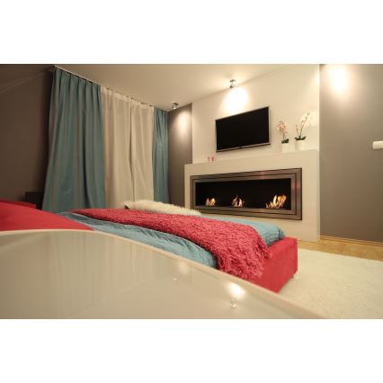 Kratki - Wbudowany kominek BIO 65x180 cm 3x2,5kW błyszczący chrom