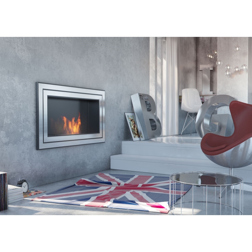 Kratki - Wbudowany kominek BIO 65x180 cm 3x2,5kW błyszczący chrom