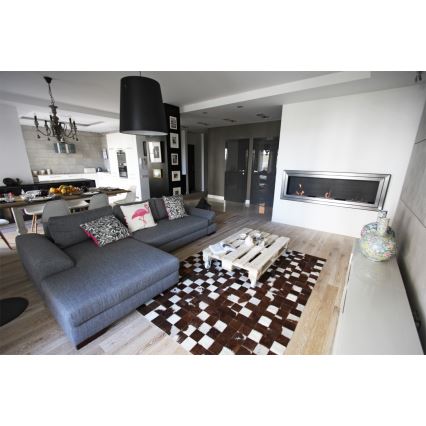 Kratki - Wbudowany kominek BIO 65x180 cm 3x2,5kW błyszczący chrom