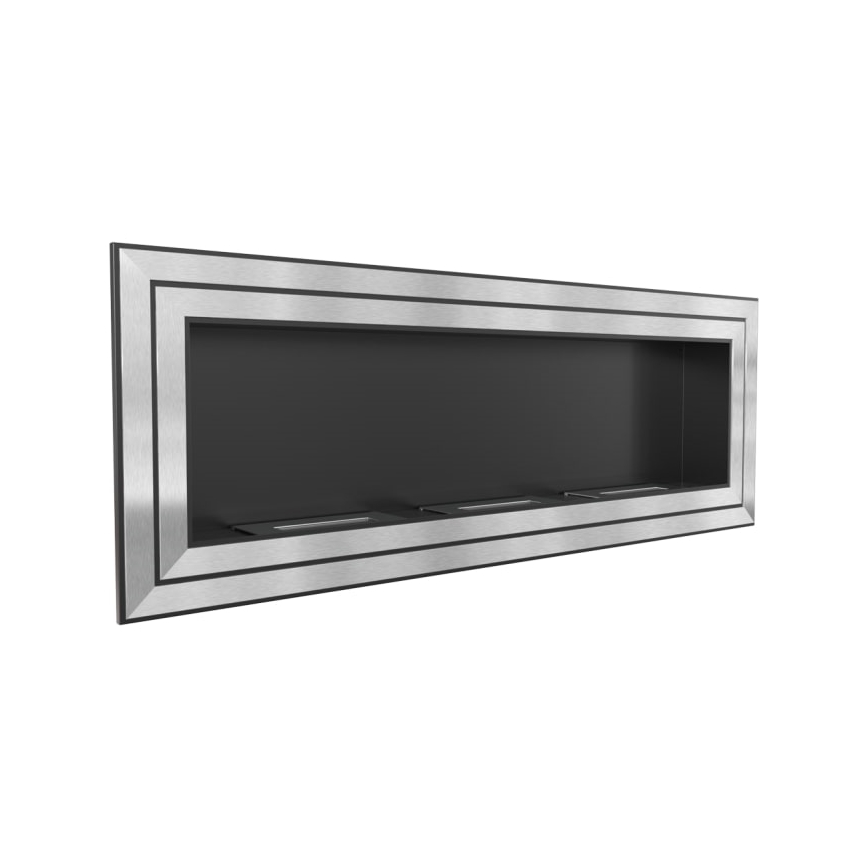Kratki - Wbudowany kominek BIO 65x180 cm 3x2,5kW błyszczący chrom