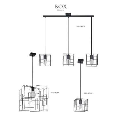 Jupiter 1533 - BOX M - Lampa wisząca BOX E27/60W