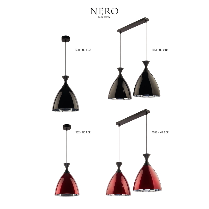 Jupiter 1562 - NO 1 CZE - Lampa wisząca NERO E27/60W
