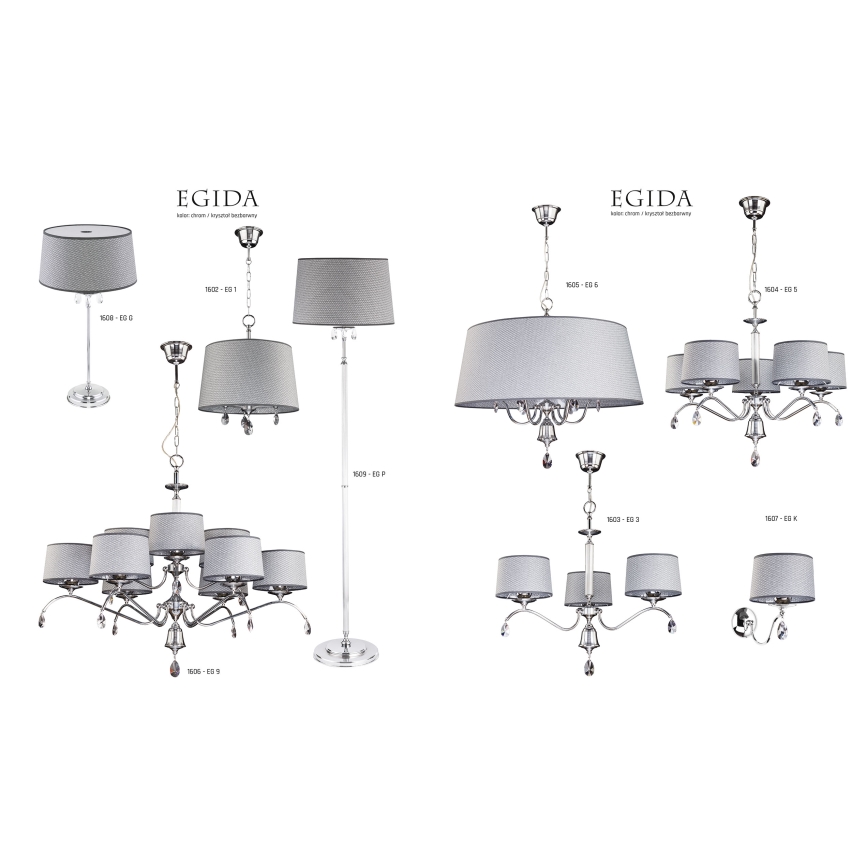 Jupiter 1607 - EG K CH - Kinkiet EGIDA 1xE27/60W/230V szary