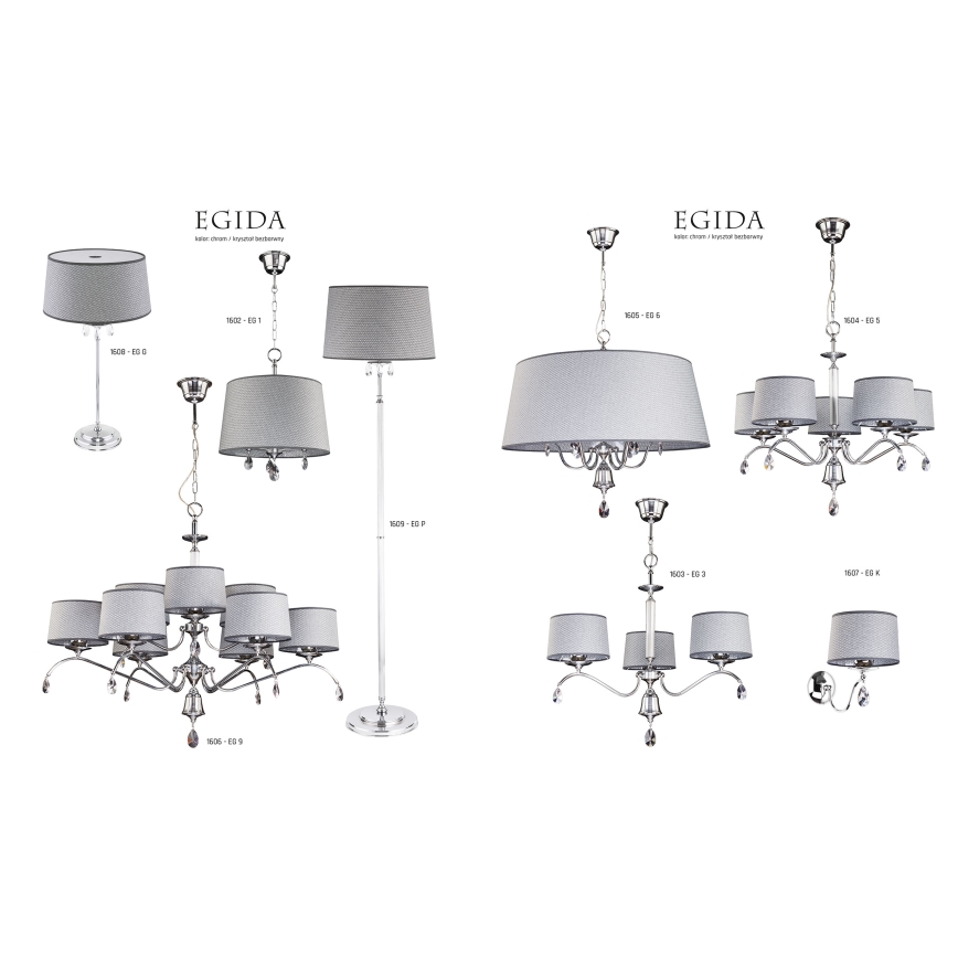 Jupiter 1609 - EG P CH - Kryształowa lampa stojąca EGIDA 3xE27/60W/230V
