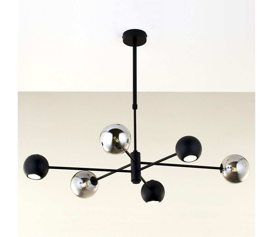 Jupiter 1974 - Żyrandol na drążku MOKA 3xGU10/10W/230V + 3xG9/10W/230V czarny/chrom