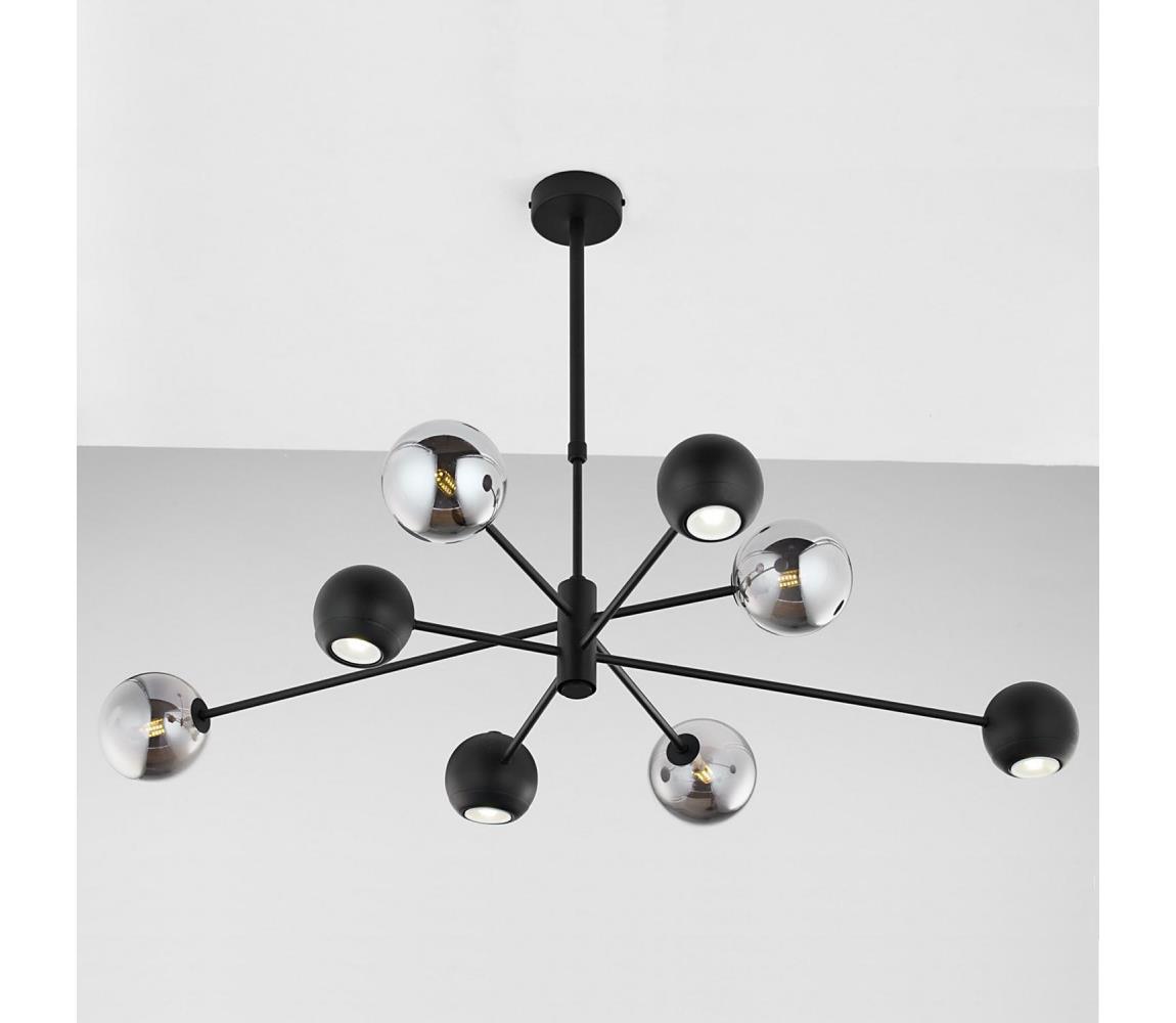 Jupiter 1975 - Żyrandol na drążku MOKA 4xGU10/10W/230V + 4xG9/10W/230V czarny/chrom