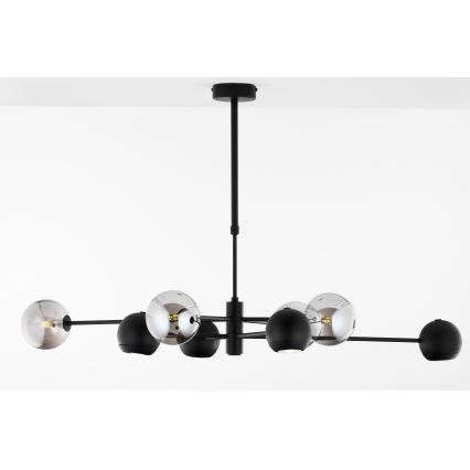 Jupiter 1975 - Żyrandol na drążku MOKA 4xGU10/10W/230V + 4xG9/10W/230V czarny/chrom błyszczący