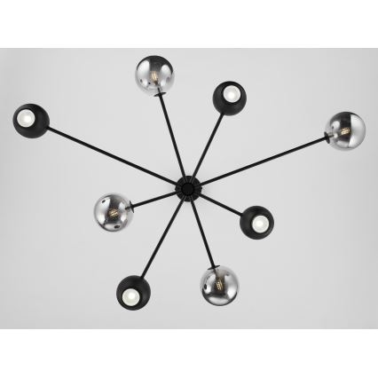 Jupiter 1975 - Żyrandol na drążku MOKA 4xGU10/10W/230V + 4xG9/10W/230V czarny/chrom błyszczący