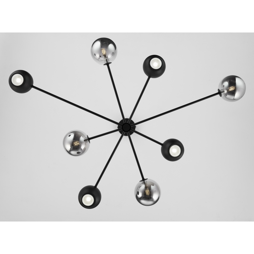 Jupiter 1975 - Żyrandol na drążku MOKA 4xGU10/10W/230V + 4xG9/10W/230V czarny/chrom błyszczący