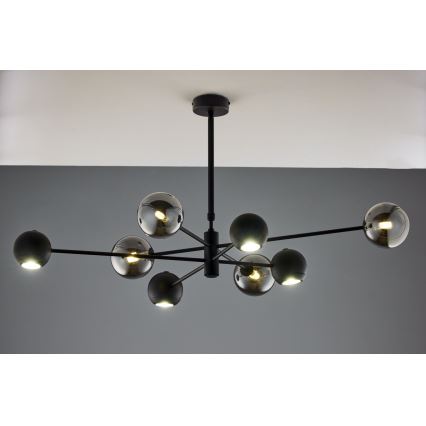 Jupiter 1975 - Żyrandol na drążku MOKA 4xGU10/10W/230V + 4xG9/10W/230V czarny/chrom błyszczący