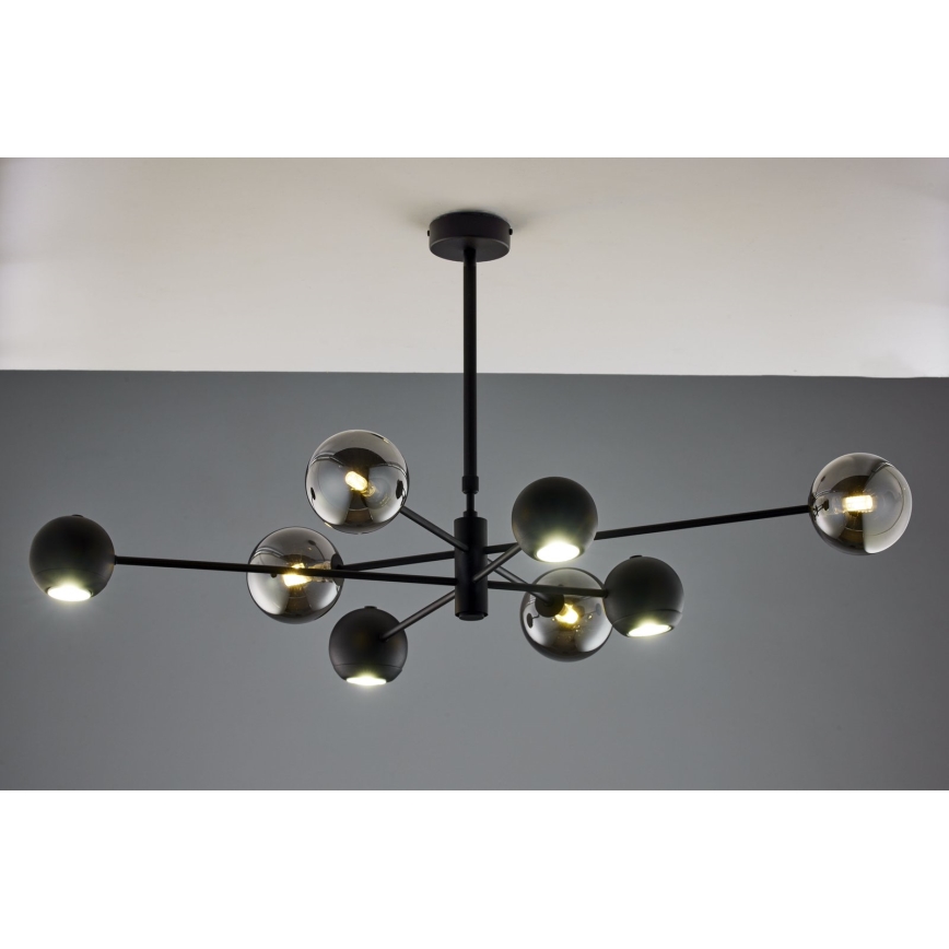 Jupiter 1975 - Żyrandol na drążku MOKA 4xGU10/10W/230V + 4xG9/10W/230V czarny/chrom błyszczący