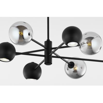 Jupiter 1975 - Żyrandol na drążku MOKA 4xGU10/10W/230V + 4xG9/10W/230V czarny/chrom błyszczący
