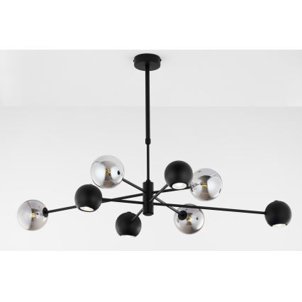 Jupiter 1975 - Żyrandol na drążku MOKA 4xGU10/10W/230V + 4xG9/10W/230V czarny/chrom błyszczący