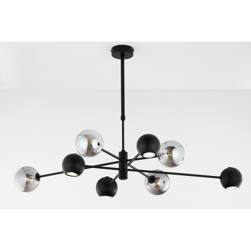 Jupiter 1975 - Żyrandol na drążku MOKA 4xGU10/10W/230V + 4xG9/10W/230V czarny/chrom błyszczący