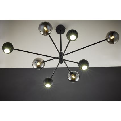 Jupiter 1975 - Żyrandol na drążku MOKA 4xGU10/10W/230V + 4xG9/10W/230V czarny/chrom błyszczący