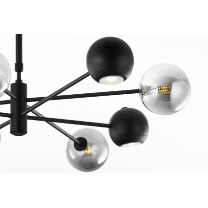 Jupiter 1975 - Żyrandol na drążku MOKA 4xGU10/10W/230V + 4xG9/10W/230V czarny/chrom błyszczący