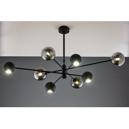 Jupiter 1975 - Żyrandol na drążku MOKA 4xGU10/10W/230V + 4xG9/10W/230V czarny/chrom błyszczący