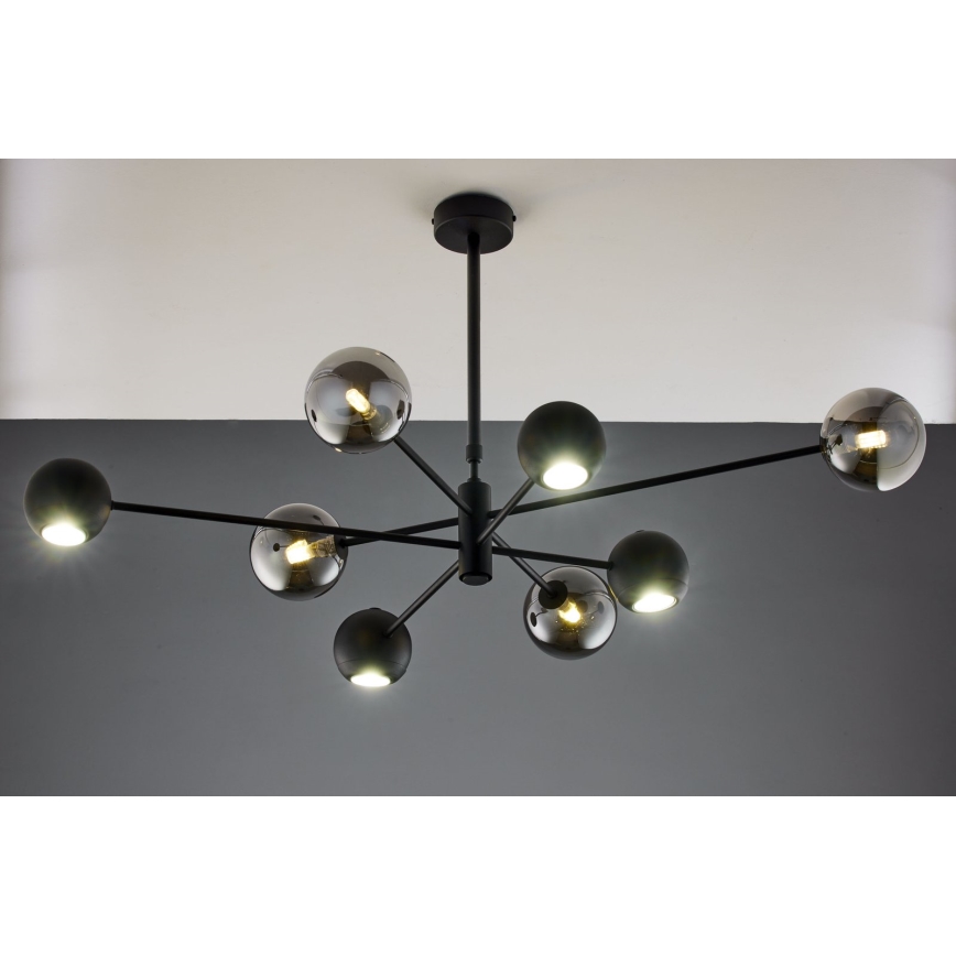 Jupiter 1975 - Żyrandol na drążku MOKA 4xGU10/10W/230V + 4xG9/10W/230V czarny/chrom błyszczący