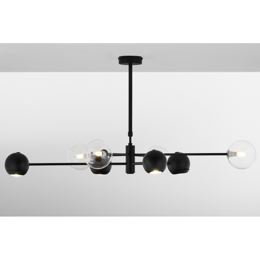 Jupiter 1996 - Żyrandol MOKA 4xGU10/10W/230V + 4xG9/10W/230V czarny/przezroczysty