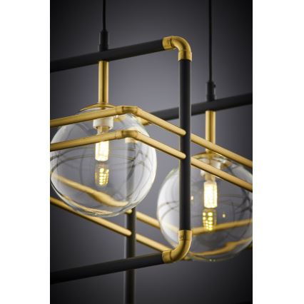 Jupiter 2029 - Żyrandol na lince FIORI 2xG9/10W/230V czarny/złoty/przezroczysty