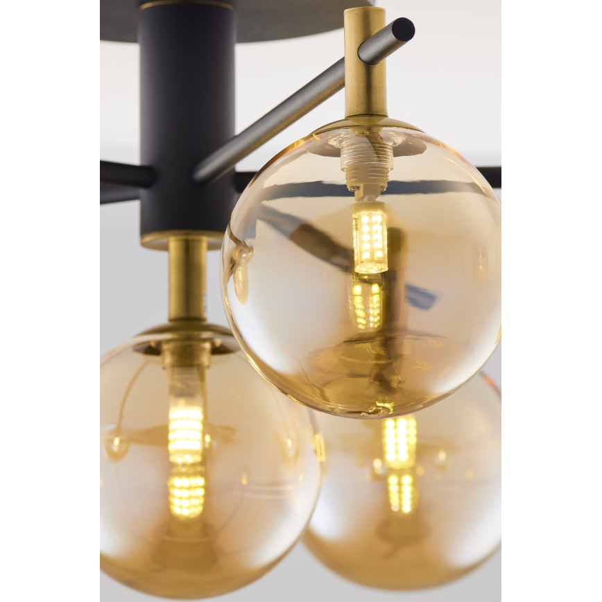 Jupiter 2033 - Żyrandol natynkowy FIGARO 6xG9/10W/230V czarny/złoty/beżowy