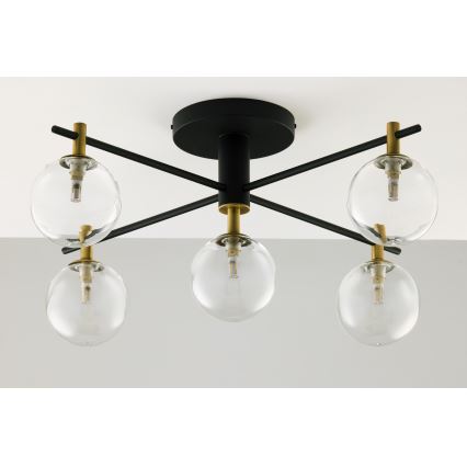 Jupiter 2035 - Żyrandol natynkowy FIGARO 5xG9/10W/230V czarny/złoty/beżowy/przezroczysty