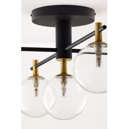 Jupiter 2035 - Żyrandol natynkowy FIGARO 5xG9/10W/230V czarny/złoty/beżowy/przezroczysty