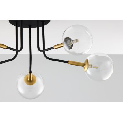 Jupiter 2040 - Żyrandol BURANO 5xG9/10W/230V czarny/złoty/przezroczysty