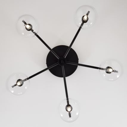 Jupiter 2046 - Żyrandol natynkowy PRATO 5xG9/10W/230V czarny/przezroczysty