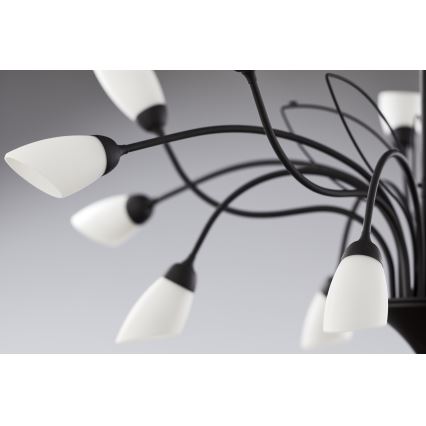 Jupiter 2057 - Żyrandol na łańcuchu GLORIOSA 15xG9/14W/230V czarny