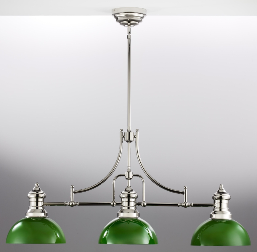 Jupiter 2072 - Żyrandol na pręcie PLATINO 3xE27/15W/230V zielony/błyszczący chrom