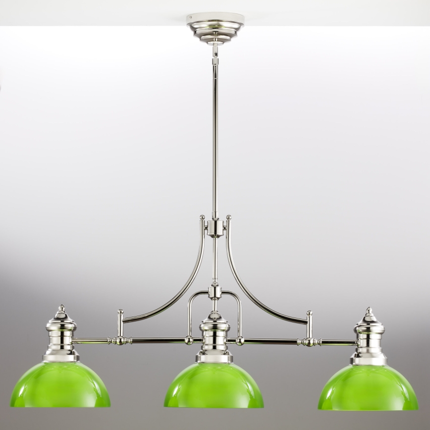 Jupiter 2072 - Żyrandol na pręcie PLATINO 3xE27/15W/230V zielony/błyszczący chrom
