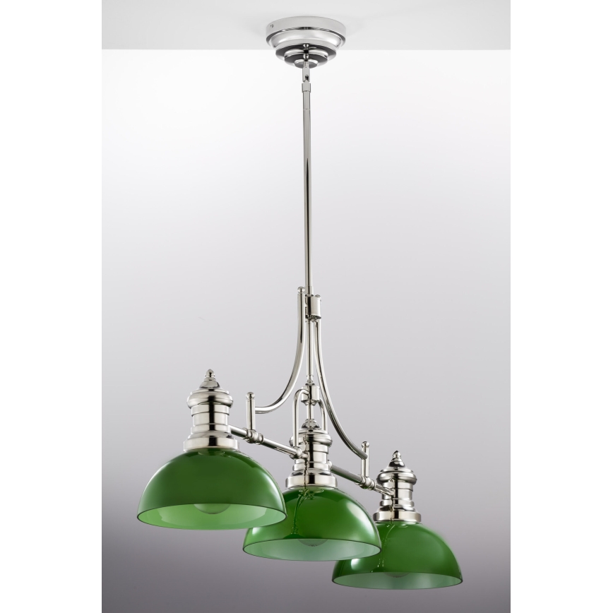 Jupiter 2072 - Żyrandol na pręcie PLATINO 3xE27/15W/230V zielony/błyszczący chrom