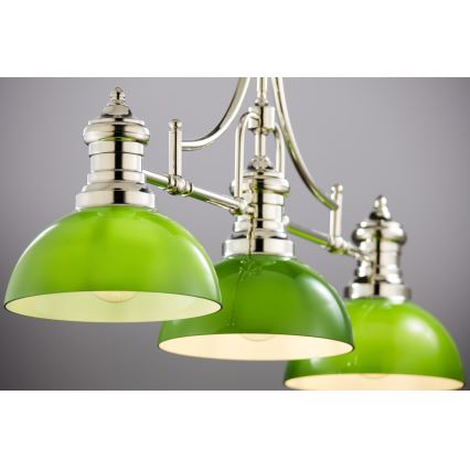 Jupiter 2072 - Żyrandol na pręcie PLATINO 3xE27/15W/230V zielony/błyszczący chrom