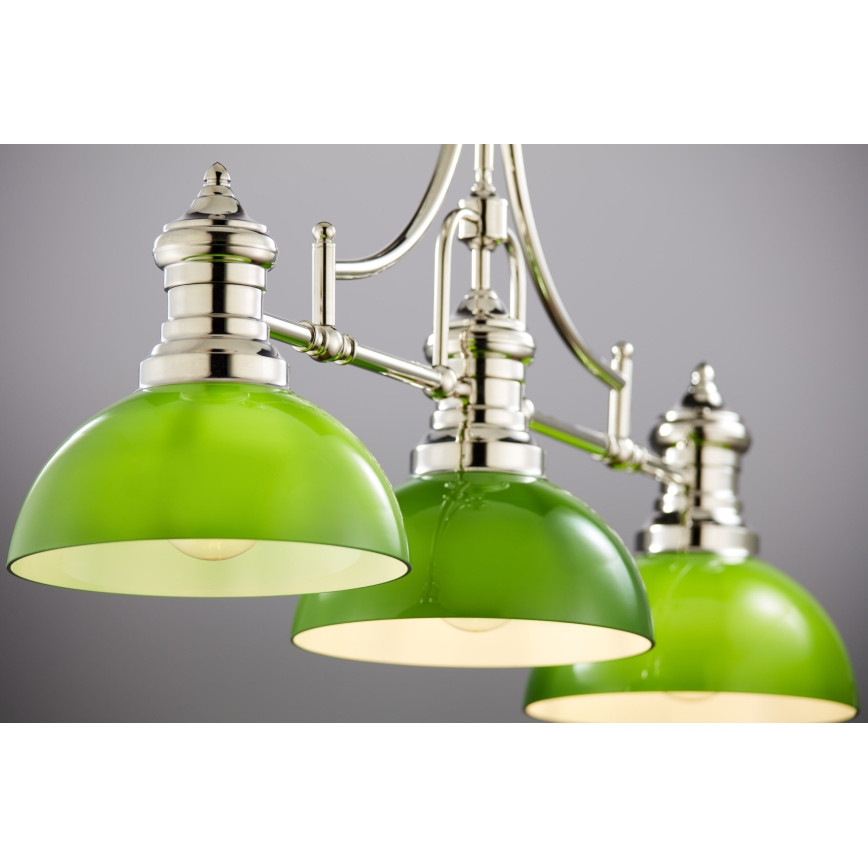 Jupiter 2072 - Żyrandol na pręcie PLATINO 3xE27/15W/230V zielony/błyszczący chrom