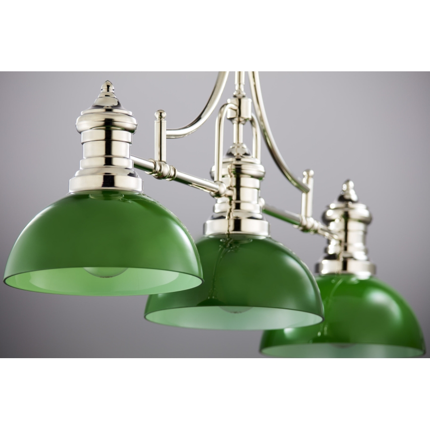 Jupiter 2072 - Żyrandol na pręcie PLATINO 3xE27/15W/230V zielony/błyszczący chrom