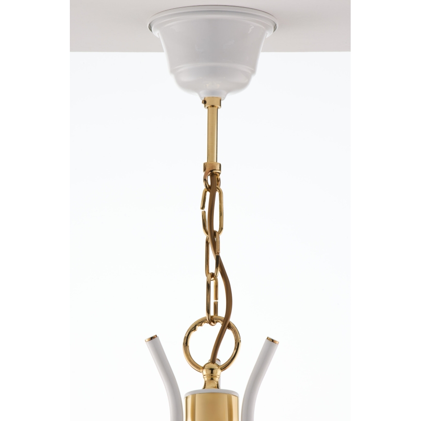Jupiter 2085 - Żyrandol na łańcuchu SAMBA 3xE27/15W/230V biały/złoty