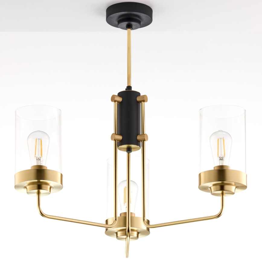 Jupiter 2087 - Żyrandol na pręcie RAMIREZ 3xE27/15W/230V złota/czarna