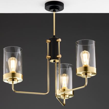Jupiter 2087 - Żyrandol na pręcie RAMIREZ 3xE27/15W/230V złota/czarna