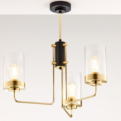 Jupiter 2087 - Żyrandol na pręcie RAMIREZ 3xE27/15W/230V złota/czarna