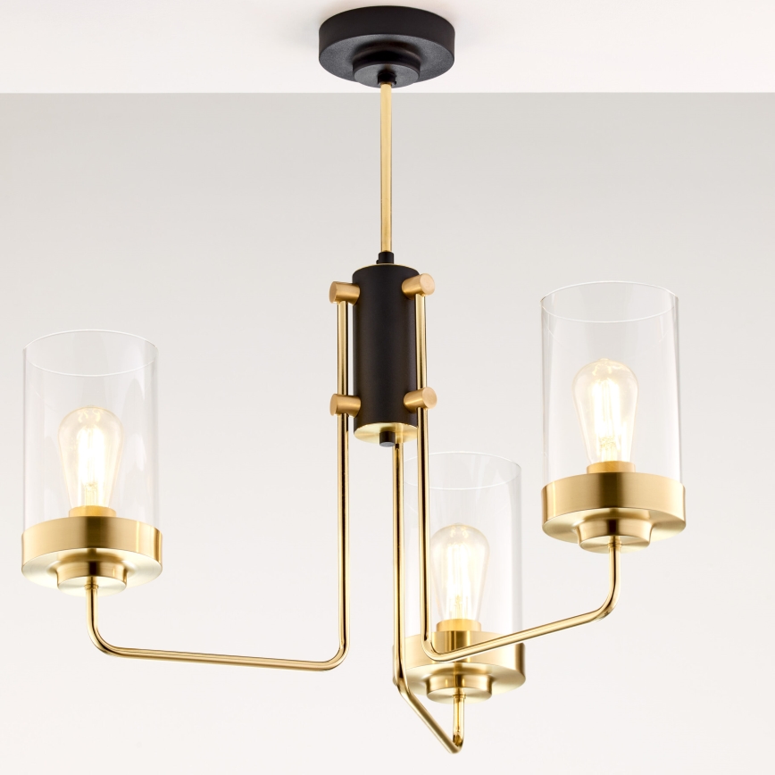 Jupiter 2087 - Żyrandol na pręcie RAMIREZ 3xE27/15W/230V złota/czarna