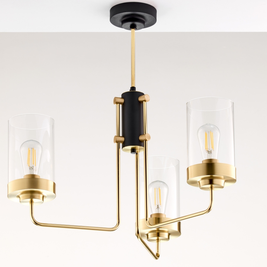 Jupiter 2087 - Żyrandol na pręcie RAMIREZ 3xE27/15W/230V złota/czarna
