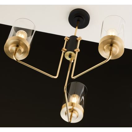 Jupiter 2087 - Żyrandol na pręcie RAMIREZ 3xE27/15W/230V złota/czarna