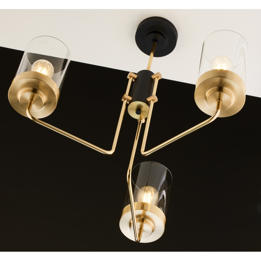 Jupiter 2087 - Żyrandol na pręcie RAMIREZ 3xE27/15W/230V złota/czarna