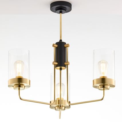 Jupiter 2087 - Żyrandol na pręcie RAMIREZ 3xE27/15W/230V złota/czarna