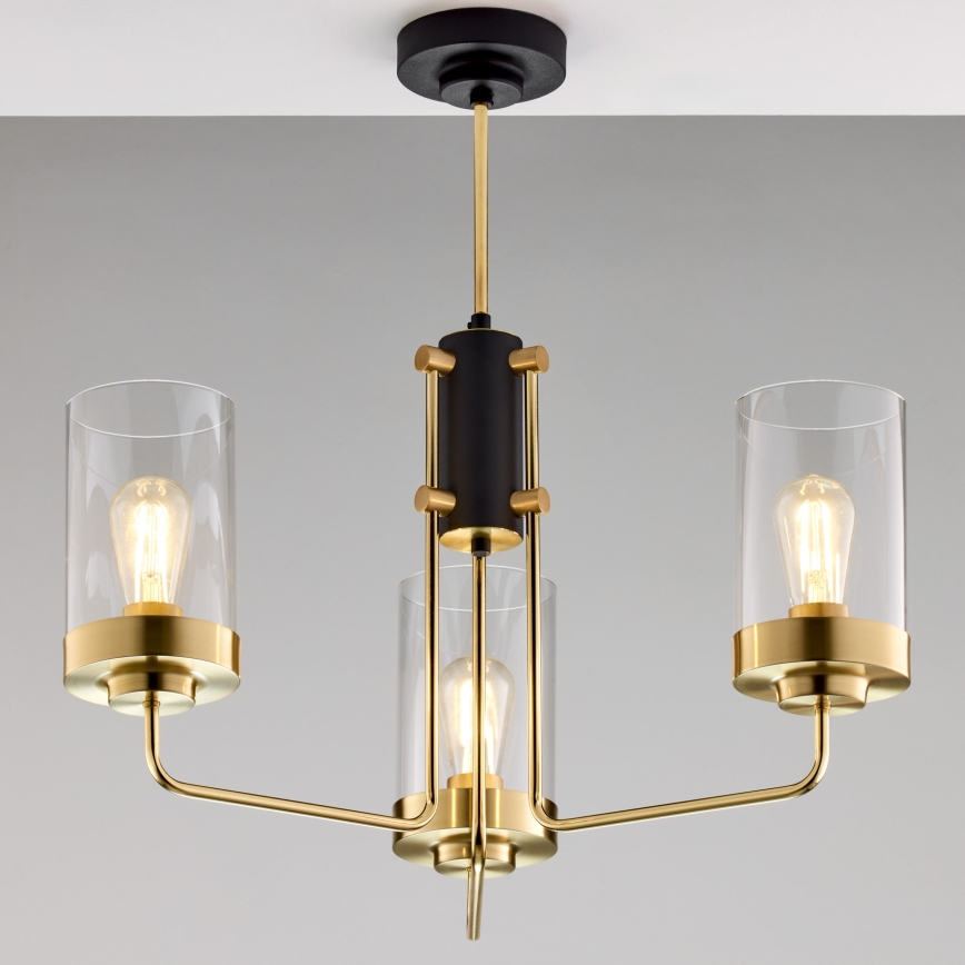 Jupiter 2087 - Żyrandol na pręcie RAMIREZ 3xE27/15W/230V złota/czarna