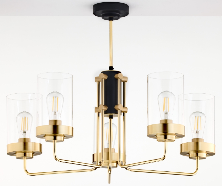 Jupiter 2088 - Żyrandol na pręcie RAMIREZ 5xE27/15W/230V złoty/czarny