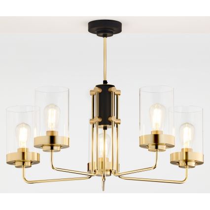 Jupiter 2088 - Żyrandol na pręcie RAMIREZ 5xE27/15W/230V złoty/czarny