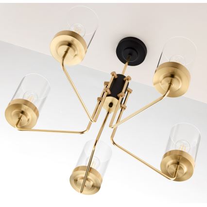 Jupiter 2088 - Żyrandol na pręcie RAMIREZ 5xE27/15W/230V złoty/czarny